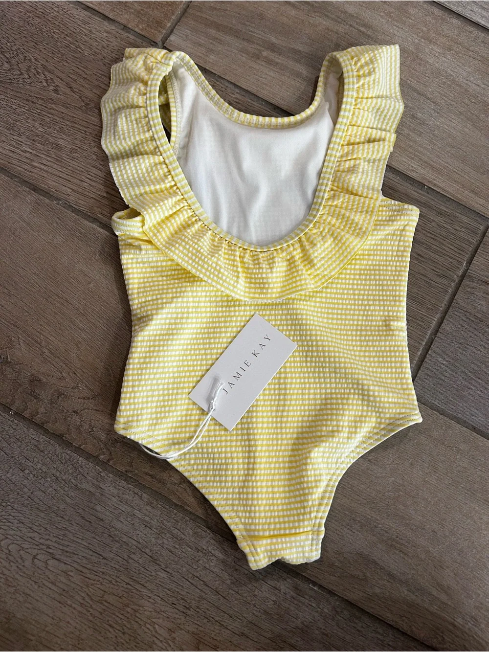 Jamie Kay Yellow Gingham Ruffle-Trim One-Piece Swimsuit